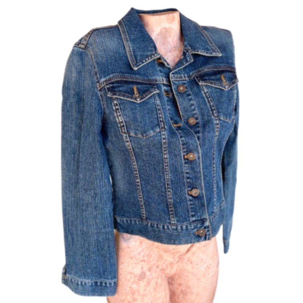 90s Long Sleeve Denim Basic Button Down Jean Jacket - Picture 5 of 11